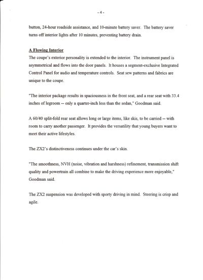 Page 4 of Ford's January 1997 release, Spirited ZX2 Designed for Younger Buyers